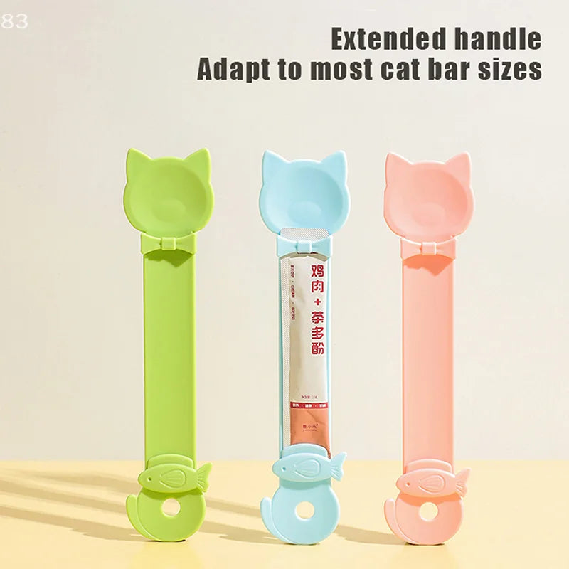 Cat Strip Feeder Spoon Long Handle Cat Food Strip Squeezer Pet Meat Mud Treat Dispense Spoon For Cats Pet Supplies