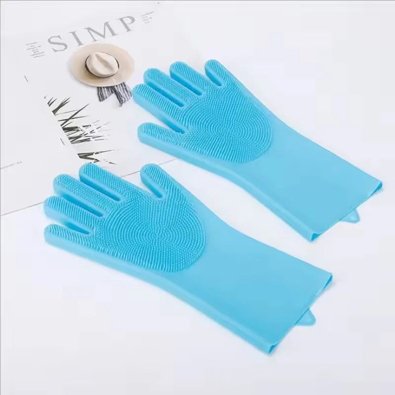Pet Grooming Cleaning Gloves Dog Cat Bathing Glove Anti-scratch Anti-bite Pet Bath Gloves Soft Silicone Hand Protection Tool