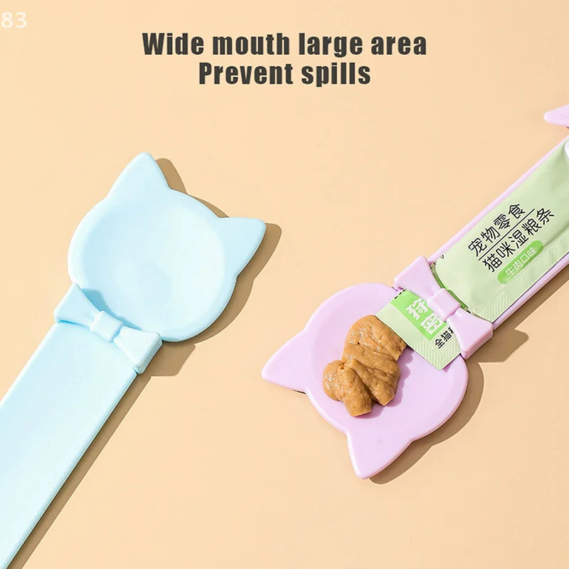 Cat Strip Feeder Spoon Long Handle Cat Food Strip Squeezer Pet Meat Mud Treat Dispense Spoon For Cats Pet Supplies