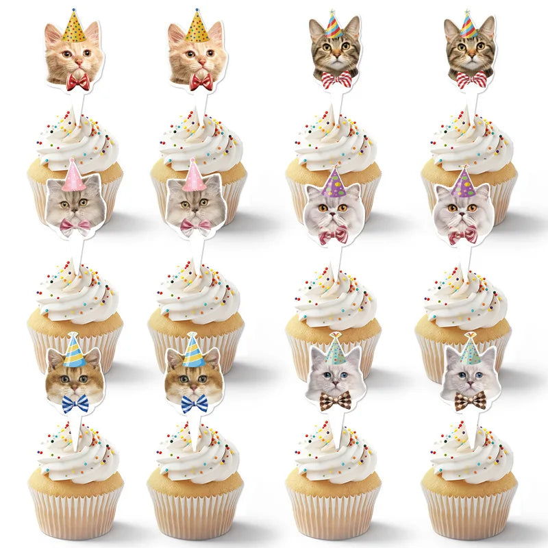 Pet Cats Happy Birthday Party Decoration Banner Happy Birthday Cake Topper Party Decor Garland for Cat Birthday Decor Supplie