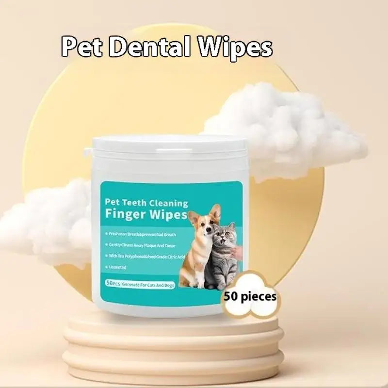 50/100Pcs Pet Cleaning Products Eye Wipes To Remove Tear Marks Clean Ears And Teeth Disposable Finger Wet Wipes Pet Supplies