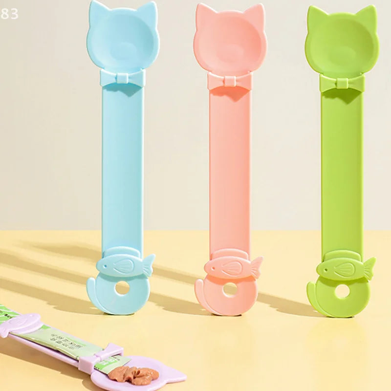 Cat Strip Feeder Spoon Long Handle Cat Food Strip Squeezer Pet Meat Mud Treat Dispense Spoon For Cats Pet Supplies