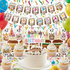 Pet Cats Happy Birthday Party Decoration Banner Happy Birthday Cake Topper Party Decor Garland for Cat Birthday Decor Supplie