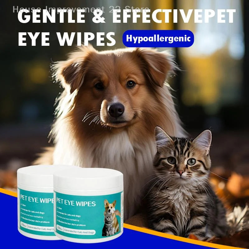 50/100Pcs Pet Cleaning Products Eye Wipes To Remove Tear Marks Clean Ears And Teeth Disposable Finger Wet Wipes Pet Supplies